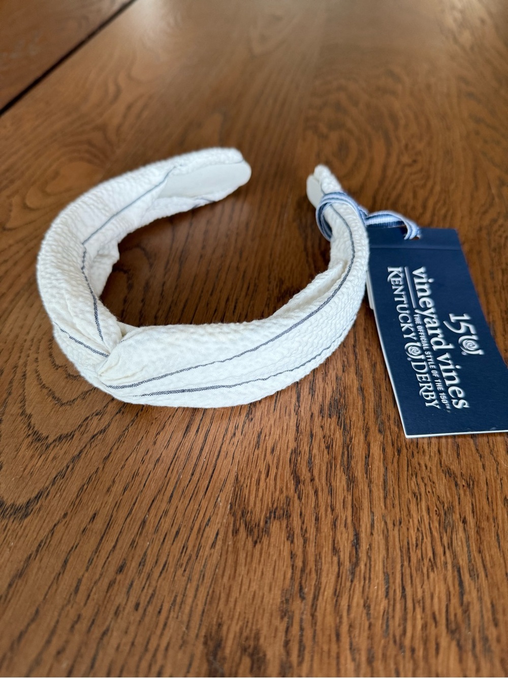 Vineyard Vines Knotted Headband with Navy Pinstripes - Picture 2 of 3
